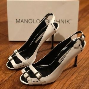 White & Black Manolo Blahnik Stiletto
